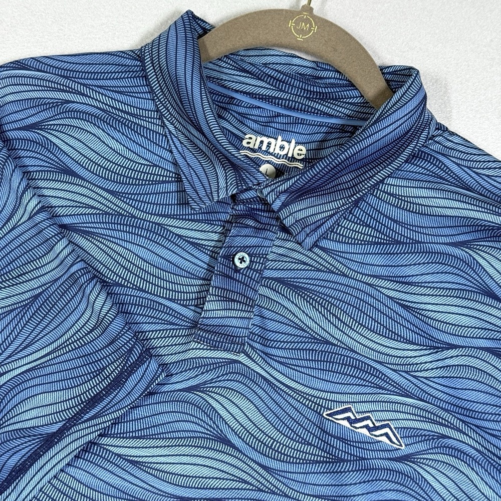 Amble Polo Shirt Mens Large Viewpoint Print V2 Desert Mountain Golf Performance